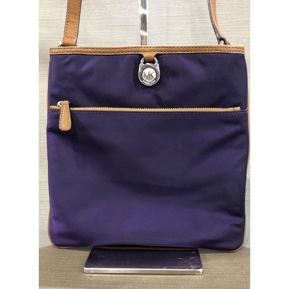 Michael Kors Royal Purple Kempton Nylon Crossbody Purse Bag - Picture 2 of 8